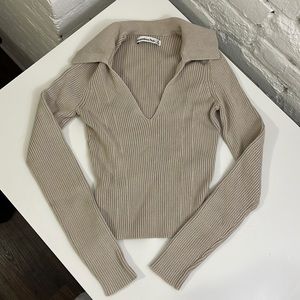 Abercrombie Ribbed Crop Collar Sweater Top